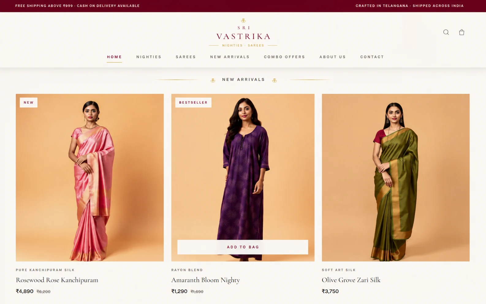 Sri Vastrika — New arrivals grid