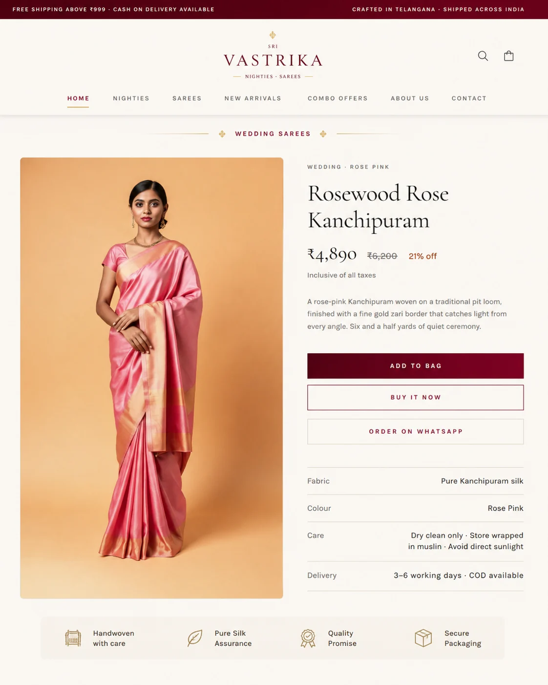 Sri Vastrika — Product page — Rosewood Rose Kanchipuram